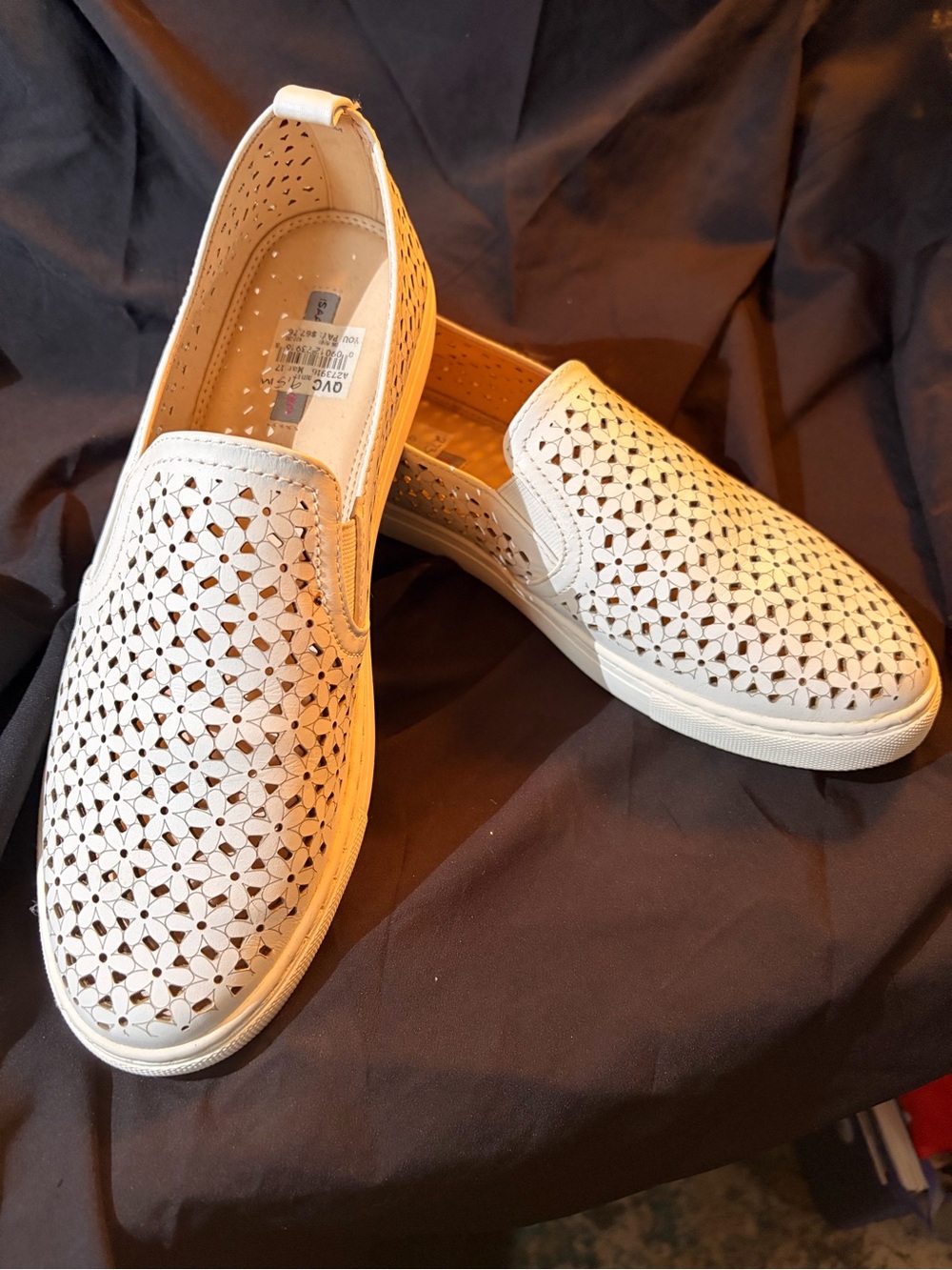 Isaac Mizrahi White Laser-Cut Slip-On Sneakers
